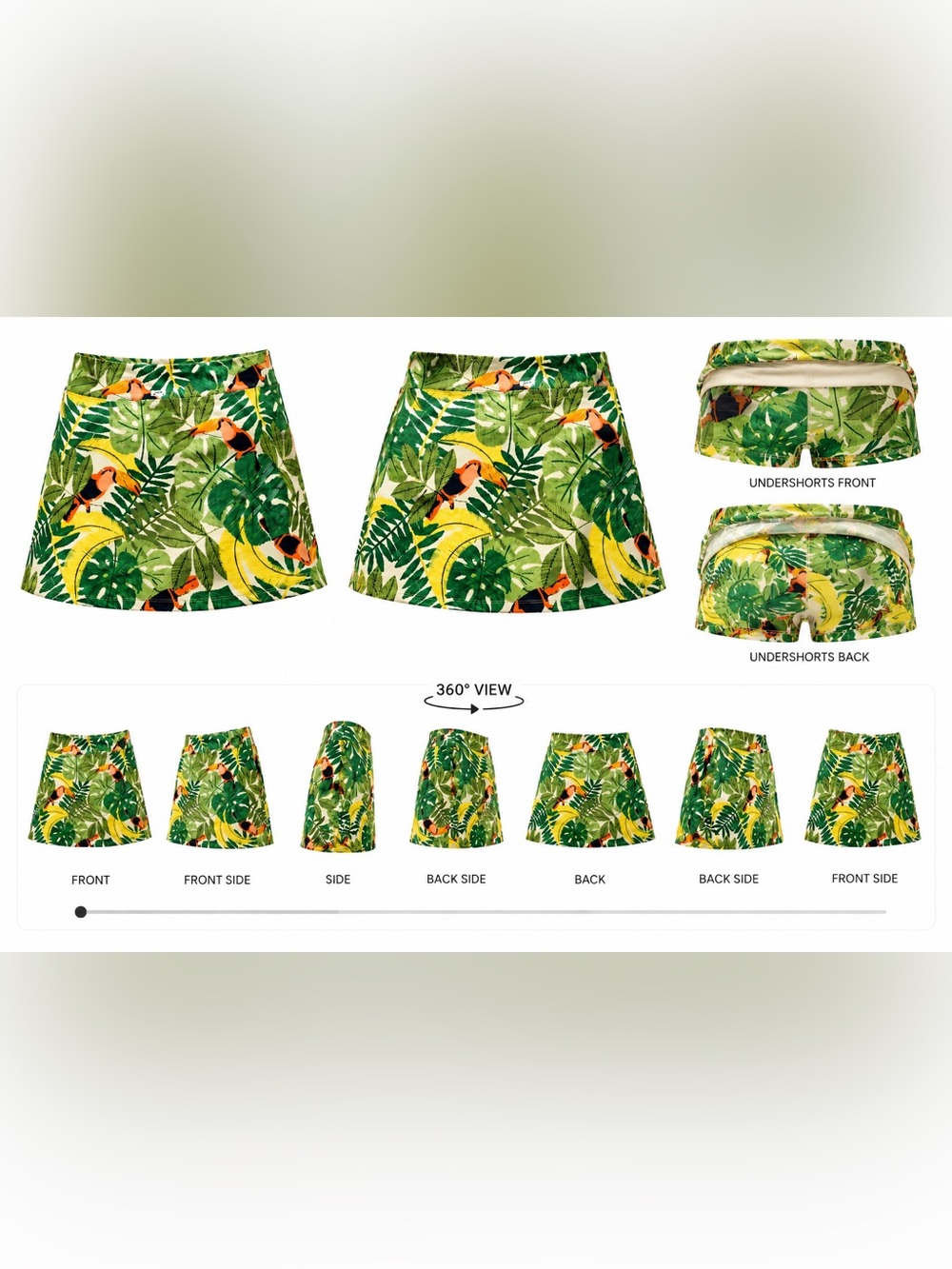 Duluth Trading Co Tropical Toucan Print Swim Skort - Green, Yellow & Orange Sz14